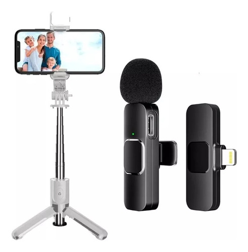 Tripode Palo Selfie Bluetooth + Microfono Inalambrico 