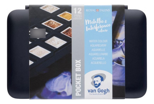 Funda para tableta Talens Van Gogh con acuarela metálica, 12 colores, color azul acero claro