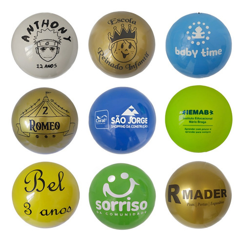 Kit Com 40 Bolas De Vinil Personalizadas De Lembrancinhas