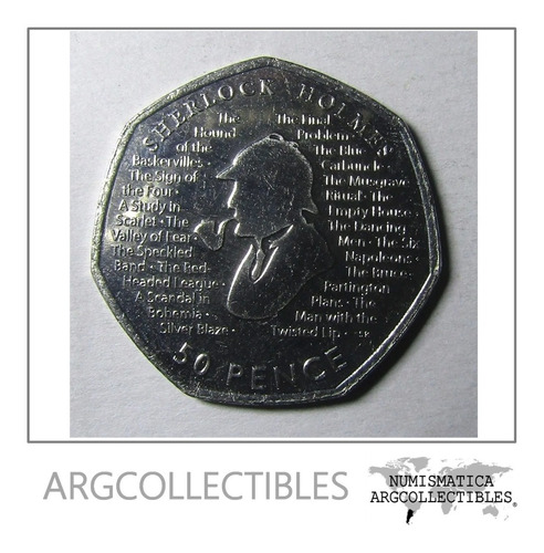 Inglaterra Moneda 50 Pence 2019 Sherlock Holmes Unc