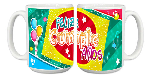 Taza Grande, Feliz Cumpleaños, Para Regalo, Globos, 15oz