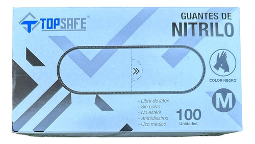 Guantes De Nitrilo Negro Topsafe 3,5gr Tallas S, M Y L