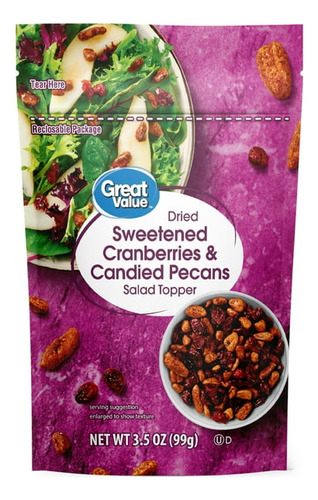 Great Value Topping Ensalada Arandano Nuez Dulce 99grs