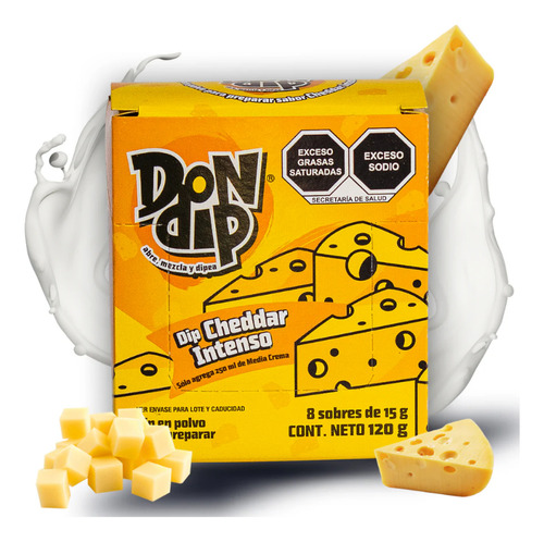 16 Sobres Dip En Polvo Sabor Cheddar Intenso Don Dip 15g C/u