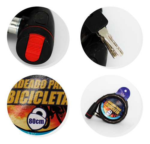 Cadeado Para Bicicleta 80cm*18mm Cor:preto