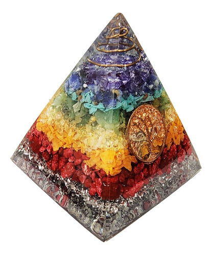 Pirámide 7 Chakras Piedra Natural Orgonita  Árbol De La Vida