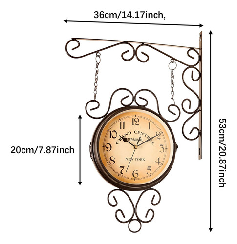Reloj De Pared De Doble Cara, Redondo, Diseño Café