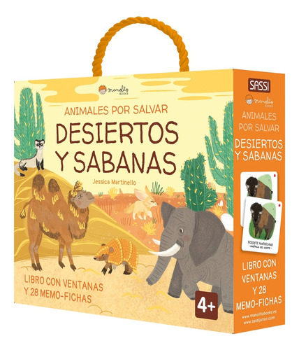 Animales Por Salvar Desiertos Y Sabana: Libro Con Ventanas Y 28 Memo-fichas, De Martinello J. Editorial Manolito Books, Edición 1 En Español, 2023