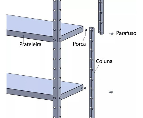 Estante Aço Dupla Flex Amapá 30 Cm 06 Bandejas Cinza