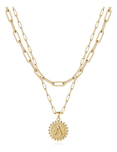 Collares De Oro Para Mujer, Collar De Capas Chapado En Oro