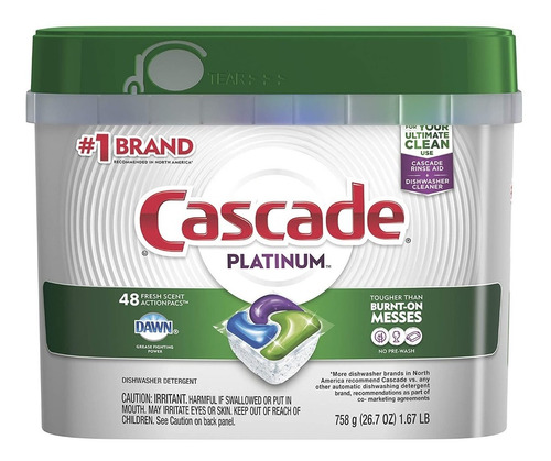 Cascade Platinum Actionpacs Detergente Lavavajillas 48 Pz