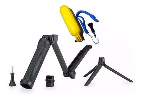Imagem 1 de 9 de Bastão Go Pro Dobrável 3 Way Boia Gopro Hero 3 4 5 6 7 Black