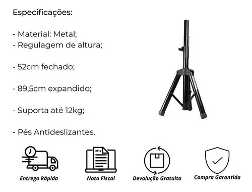 Imagem 9 de 10 de Pedestal Tripe Suporte Caixa De Som Amvox Atp001