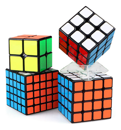 Paquete 4 Cubos Rubik 2x2 3x3 4x4 5x5 Cobra Fibra Carbono
