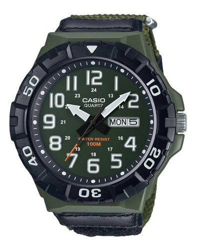 Reloj Agujas Casio Mrw-210hb-3bv Verde Militar Correa Lona