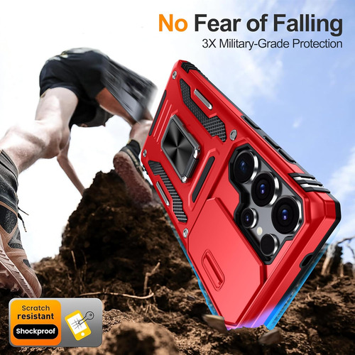Funda Uso Rudo Cámara Para Galaxy S25 Ultra Carcasa+mica Rojo Samsung Galaxy S25 Ultra