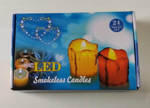 Vela Navideña Led Llama Titilante Caja X 24