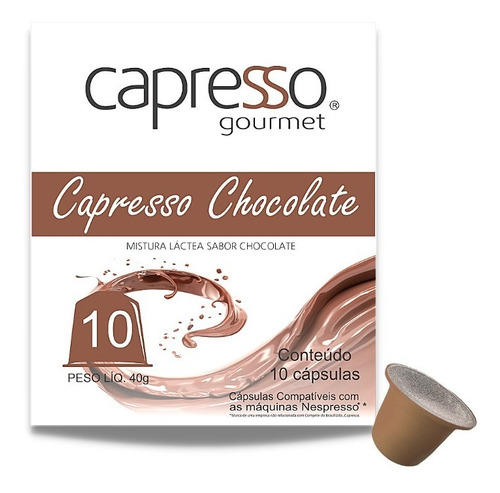 Cápsulas Café Nespresso Capresso Bebidas C/ Leite -cx.10 Un. Sabor Chocolate