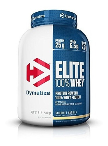 Dymatize Elite 100% Whey Protein, Gourmet Vanilla, 5 Lbs