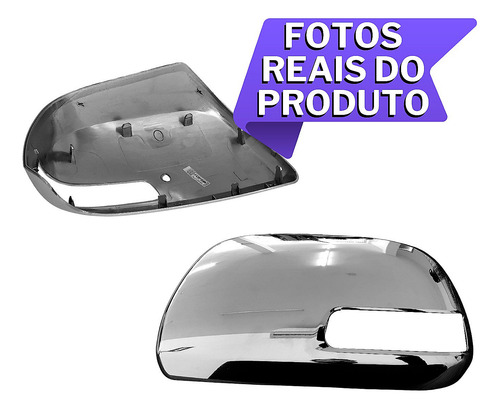Par Capa Cromada Retrovisor Hilux 2012 A 2015 Com Furo Para