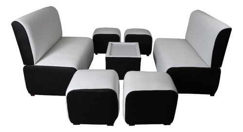 Sala Lounge Minimalista Moderna Sillones Puff Salas Mueble Color Negro Con Blanco