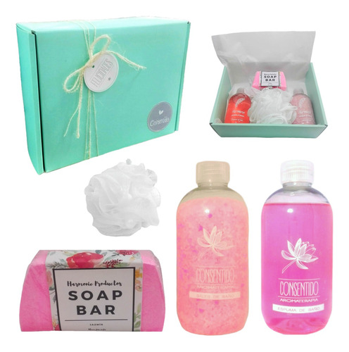 Set Kit Caja Regalo Mujer Box Spa Aroma Rosas Relax Zen N24