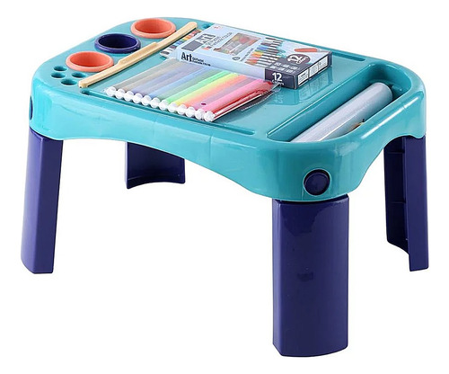 Mesa Pizarra Para Niños - Con 24 Lápiz De Color Y Papel
