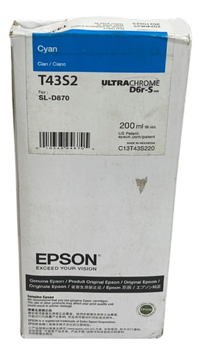 Cartucho Original Epson T43s2. Sl-d870 Cyan T43s220