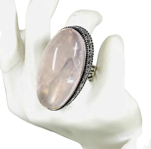 comprar Anillo Plata India Cuarzo Rosa Ovalado 100% Natural N18-acr3