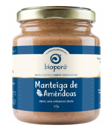 Kit 6x: Manteiga De Amêndoas Vegana Bioporã 210g