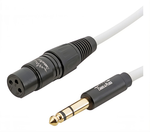 Cabo 50cm P10 Stereo Trs - Xlr Fêmea Branco Pro Audio Dj 0.5