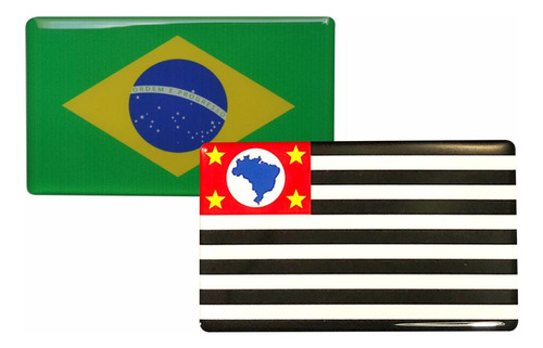 Adesivos Bandeira Brasil E São Paulo Resina Resinada, Carro 