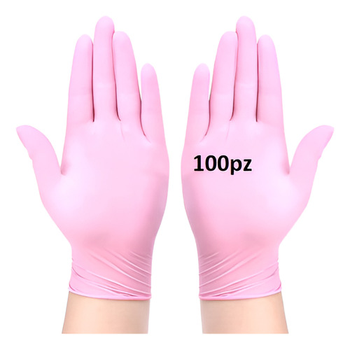 Guantes De Nitrilo Rosa Claro Ambiderm Extra Chica