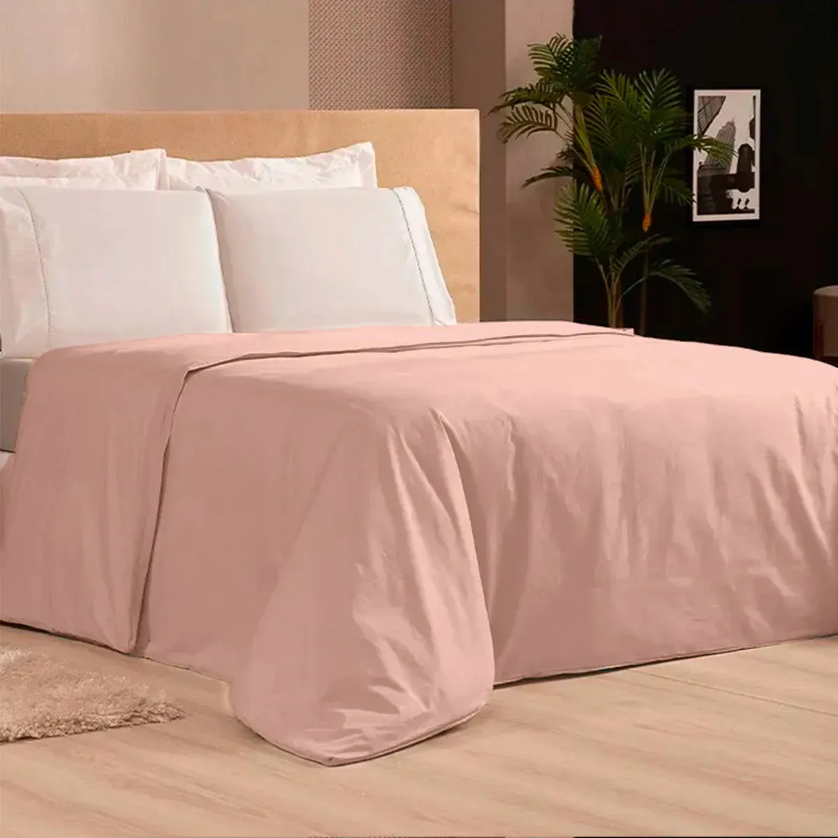 Capa De Edredom King Duvet Zíper 2,50 X 2,70 400 Fios Luxo Cor Rose blush