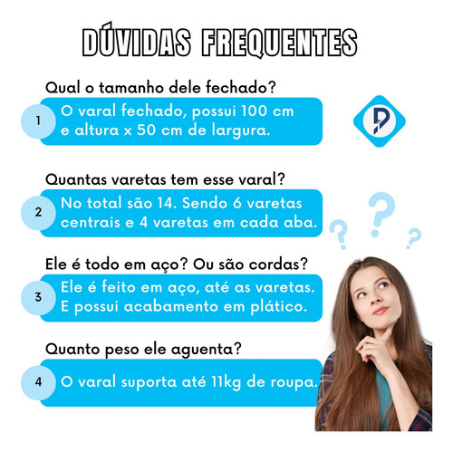 Imagem 6 de 8 de Varal De Chão Com Abas Dobrável Reforçado Retrátil 11kg