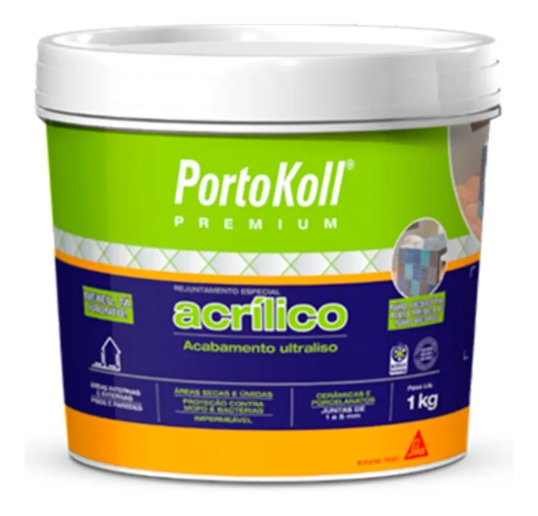 Rejunte Acrílico Premium Portokoll 1 Kg Preto Intenso