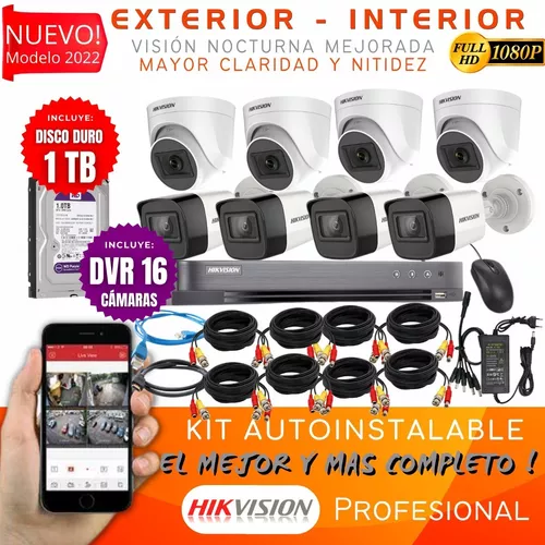 Kit Camaras Seguridad Vigilancia Dvr 8 Canales 1080P + Disco 1Tb