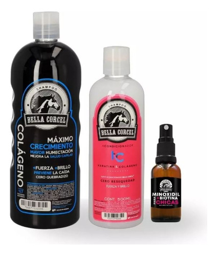 Bella Corcel Kit Shampoo Colageno + Ac +minoxidil 2.5