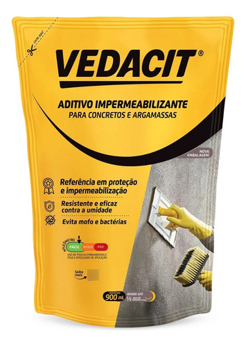 Aditivo Impermeabilizante Para Concretos E Argamassas 900ml Cor Cinza