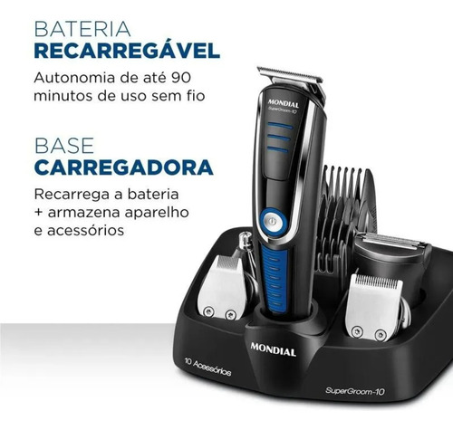 Aparador Mondial Super Groom 10 Bg-03 Barba Cabelo Nariz Preto