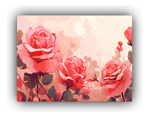 Cuadro Some Roses Red And Pink Estilo Grande 30x20cm Flores