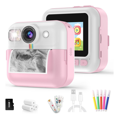 Cámara Para Niños Bofidar Instant Print 1080p Con 3 Rollos D