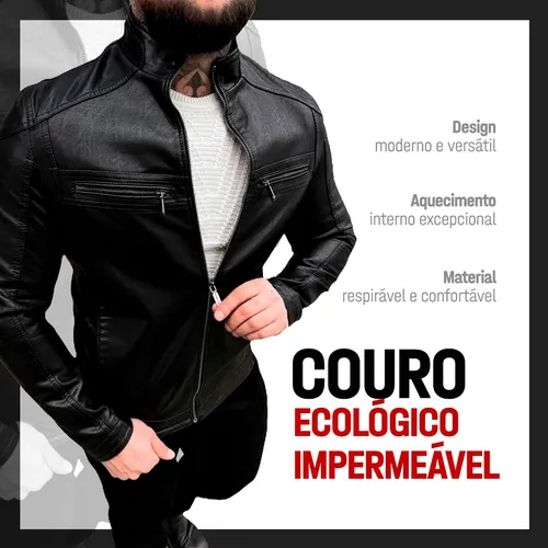 Jaqueta De Couro Masculino Inverno Grossa Slim Clássica