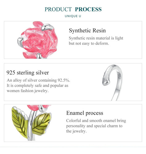 Anillo Ajustable Para Mujer Rosa Cambia Color En Plata 925