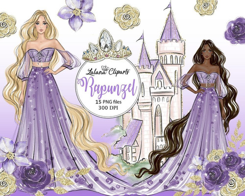 Kit Imprimible Digital/clipart, Princesa Rapunzel