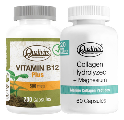 Vitamina B12 500 Mcg + Colágeno Magnesio 60 Caps - Qualivits