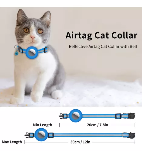 Collar de gato Airtag con soporte para Airtag, soporte para collar de gato  con campana y correa ajustable reflectante para gato, gatito, cachorro