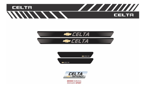 Kit Adesivo Chevrolet Celta Faixa Lateral + Soleiras Kit18