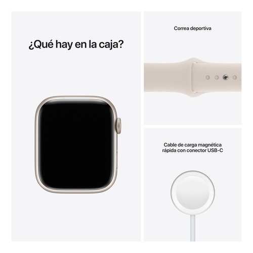 Imagen 9 de 9 de Apple Watch Series 7 (GPS, 45mm) - Caja de aluminio color blanco estelar - Correa deportiva blanco estelar