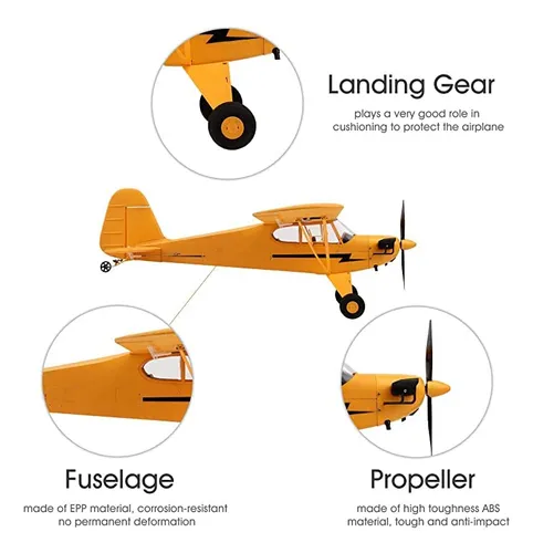 Lbkr Tech Avion De Control Remoto De 4 Canales, Piper J-3 Cu